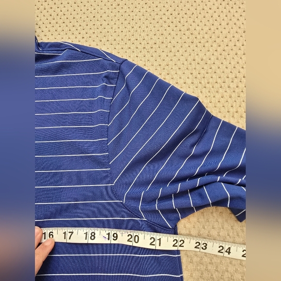 Land End Striped Polo Shirt Short Sleeve Rapid Dry Size Medium Blue - Picture 7 of 8